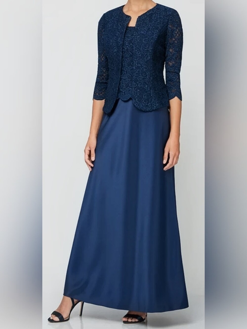 Elegant Navy Women's Formal Dress With Jacket